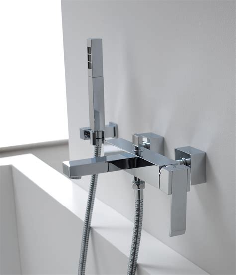 Qubic Wall Mounted Bath Shower Mixer With Hand Shower Set Architonic