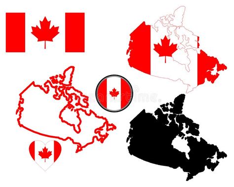 Mapa Kanada Ikona Konturu Styl Ilustracja Wektor Ilustracja Złożonej