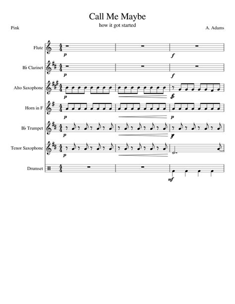 Call Me Maybe Sheet Music For Flute Clarinet In B Flat Saxophone Alto Saxophone Tenor And More