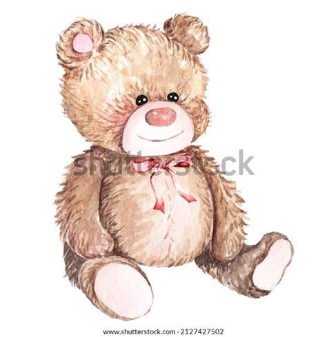 Watercolor Teddy Bear Hand Drawn Illustrationlovely Stock Illustration