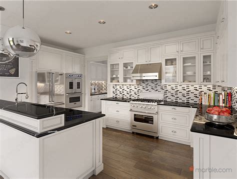 Black Granite Kitchen Countertops With White Cabinets Countertops Ideas
