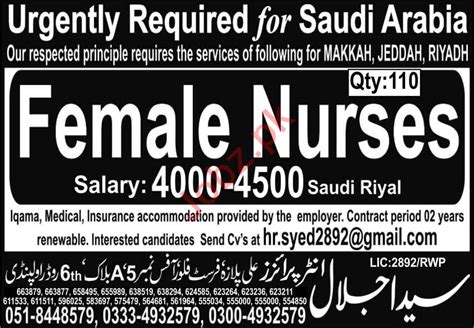 Female Nurse And Nurse Jobs 2021 In Saudi Arabia 2024 Job Advertisement Pakistan