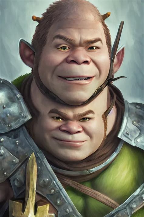 A Realistic Anime Portrait Of Shrek Dandd Two Handed Stable Diffusion