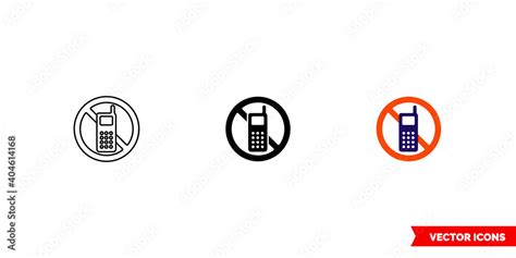 No Call Icon Of 3 Types Color Black And White Outline Isolated