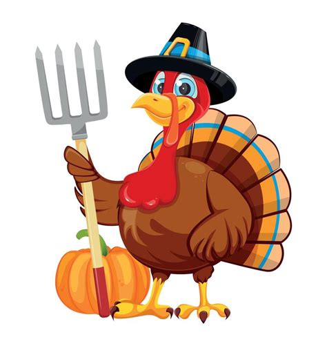 Happy Thanksgiving Cartoon Character Turkey Bird 11935249 Vector Art