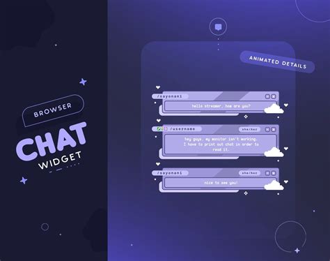 Purple Browser Twitch Chat Widget Animated Custom Cute Retro Chatbox