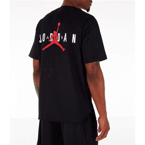Shirts Mens Jordan Jumpman Mesh Button Up Jersey Black — Carmel Judaica