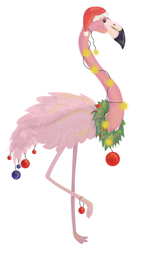 The Christmas Flamingo Art Print By Red Wyvern Designs Flamingo