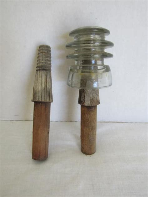 2 Wood Insulator Holders Vintage Etsy Glass Insulators Perforated