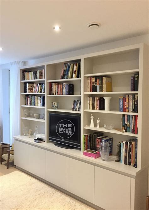 Hand Built Media Storage Unit With Shelving And Cupboard Areas Wall
