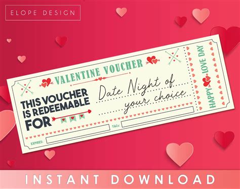 Valentine Voucher Date Night Of Your Choice Coupon Etsy
