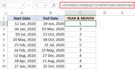 Calculate Dates Between Excel And