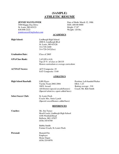 High School Senior Student Resume Format