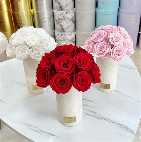 Ceramic Vase With Preserved Roses My Divine Decors Flower Boutique