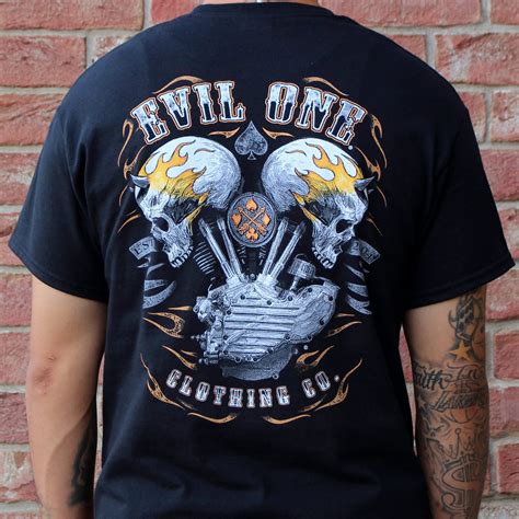 Demonhead Flaming Skulls Biker T Shirts Evil One
