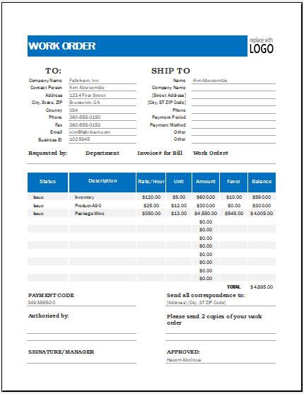 Work Order Tracker Template For Excel Word And Excel Templates