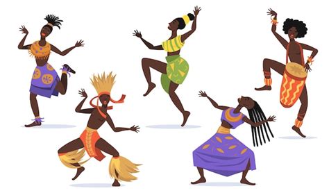 Free Vector African Female Dancers Flat Set For Web Design Cartoon