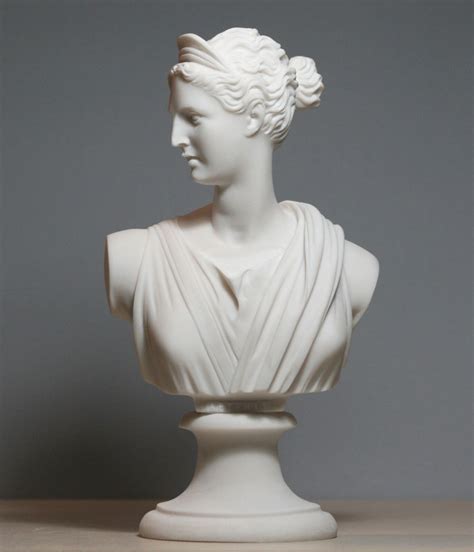 Greek Roman Goddess Artemis Diana Bust Head Cast Marble Statue
