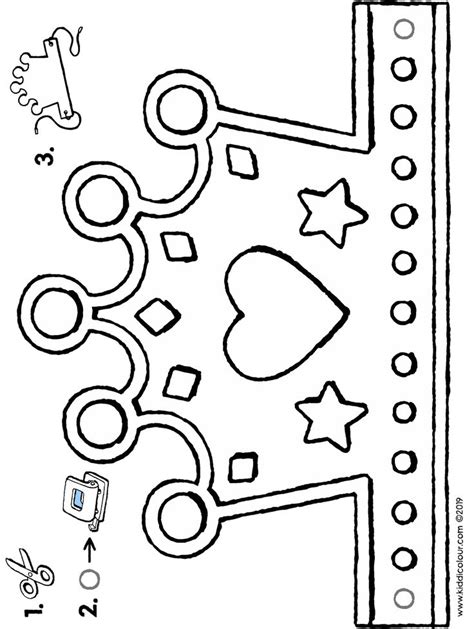 Kleurplaat koning en koningin feestdagen. kroon knutselen kleurplaat kleurprent tekening 01H ...