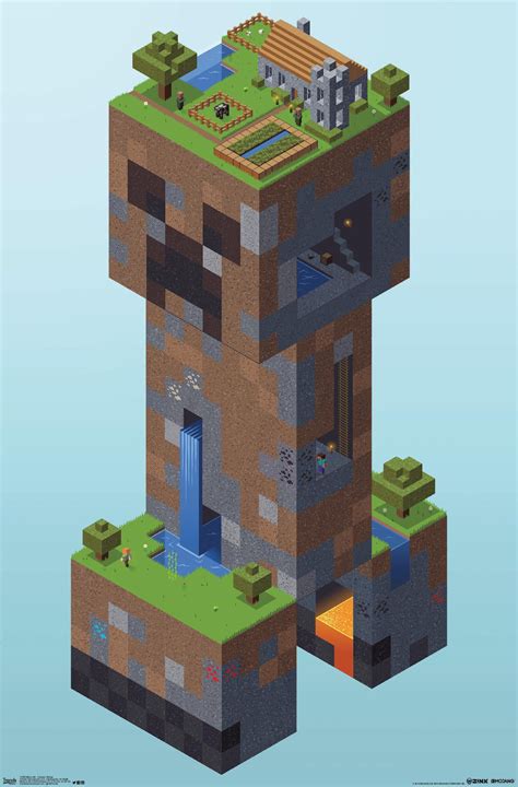 Minecraft Creeper Village Wall Poster 14725 X 22375