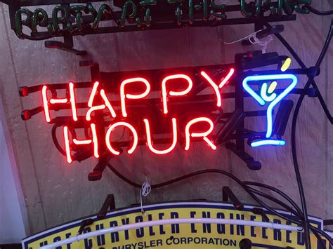 Happy Hour Neon Sign Neon Signs Happy Hour Signs Alcohol Etsy