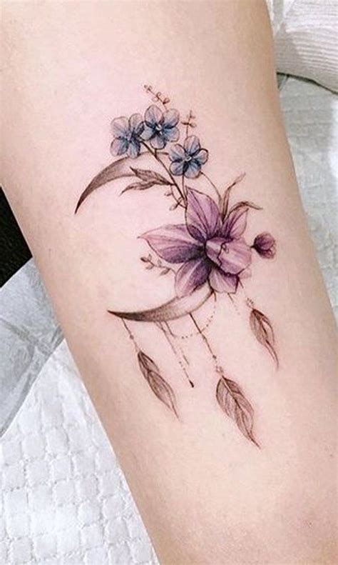 Bohemian Floral Flower Rose Chandelier Moon Forearm Tattoo