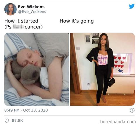 However, it didn't take long for the wholesome side of twitter to jump in on this latest meme game and shift it from the relationships origin to simply the sweet progressions that people are most proud of in their life. People Take 'How It Started Vs. How It's Going' Challenge ...