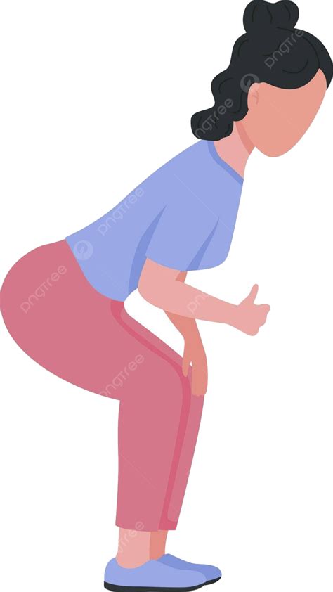 Vector Character With Semiflat Color Depicting A Woman Bending Over