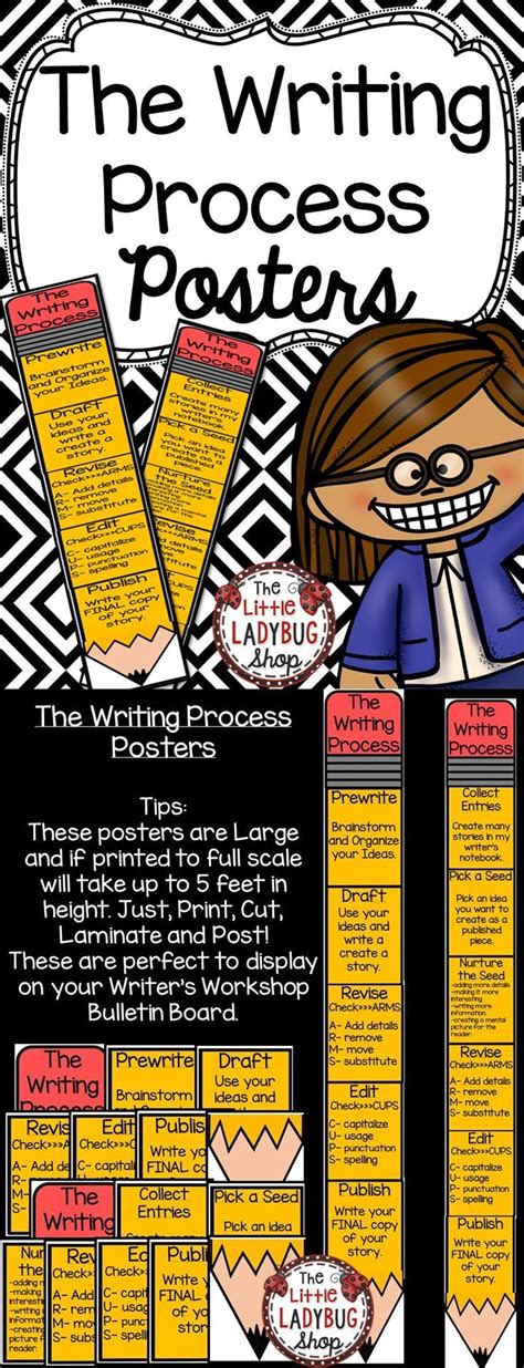 Writing Process Posters Pencil Clip Chart And Student