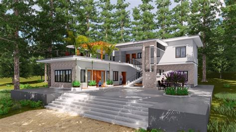sketchup model modern vila design 15 lumion render samphoas house plan da6 beach houses