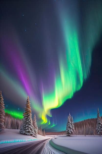 Premium Ai Image Northern Lights Against The Background Of Snowy