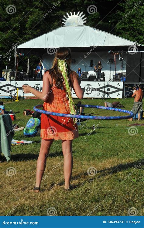 Hippie Girl Doing Hula Hoop Editorial Photo Image Of Summertime