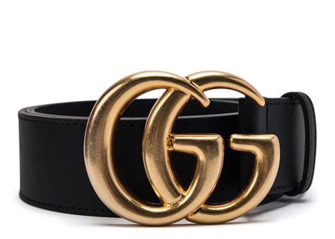 Gucci Double G Wide Leather Belt Antique Brass Buckle 15 Width Black