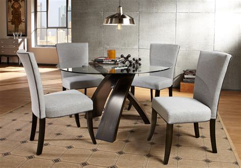 Del Mar Ebony 5 Pc Round Dining Set Glass Dining Room Sets Cheap