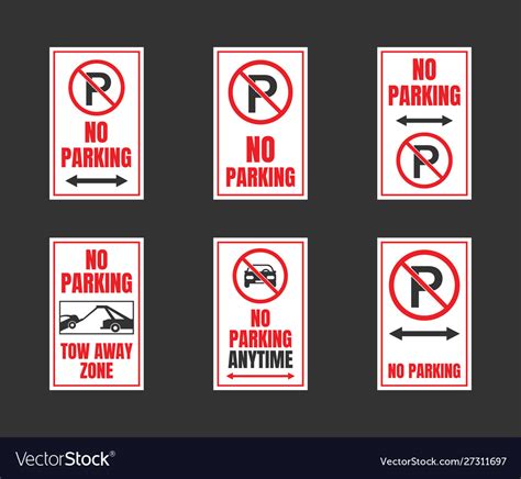 No Parking Signs Set Is Prohibited Icons Vector Image