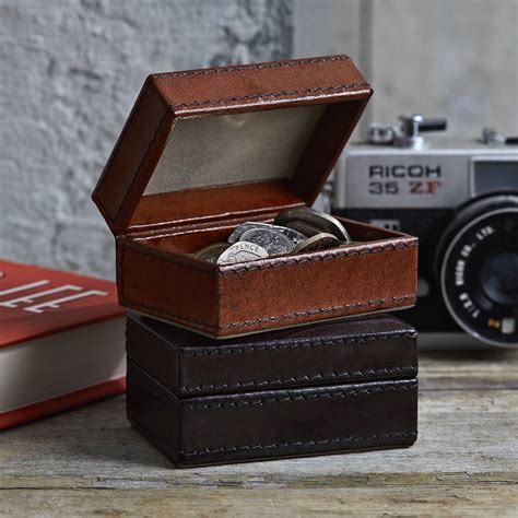 Personalised Leather Mini Cufflink Box By Life Of Riley