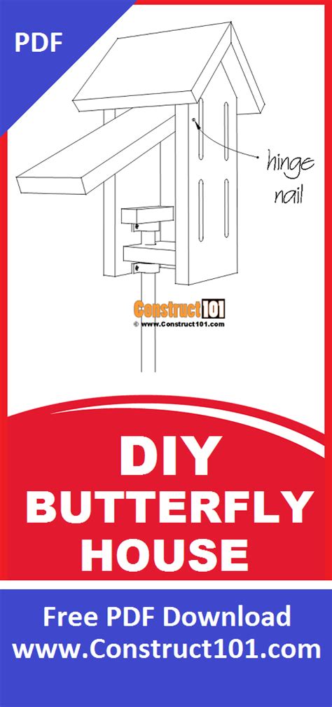 To build a butterfly house, you'll need 2 untreated pine wood boards, which you can find at your local hardware store. Simple Butterfly House Plans - Construct101 in 2020 ...