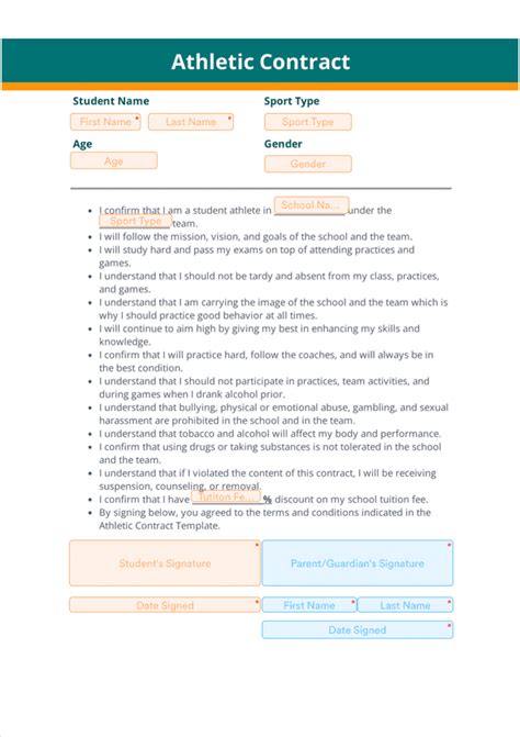 Athletic Contract Template Sign Templates Jotform