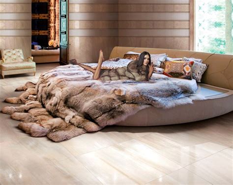 Modern Bedroom Decor Fur Blanket Bed Fur Bedding