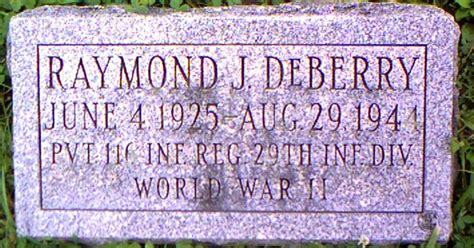 116th Infantry Regiment Roll Of Honor Pvt Raymond J Deberry