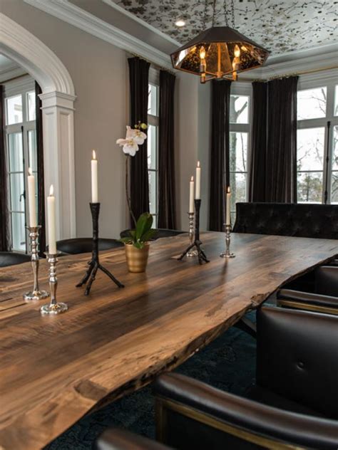 Read our feature containing dining room lighting ideas for the casual, to the sophisticated diner. Rustic Wooden Dining Table and Brass Chandelier Pendant ...