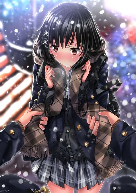 Anime Anime Girls Original Characters Scarf Long Hair 1080p 2k 4k 5k