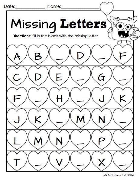 February Printable Packet Kindergarten Literacy And Math Missing