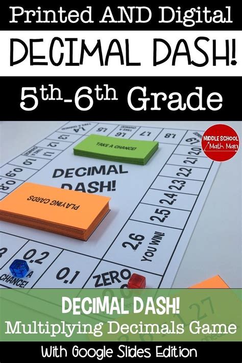 Multiplying With Decimals Game Decimal Dash Board Game Middle