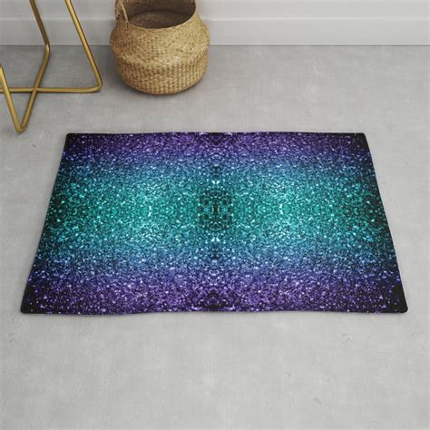 Beautiful Aqua Blue Ombre Glitter Sparkles Rug By Pldesign Society6
