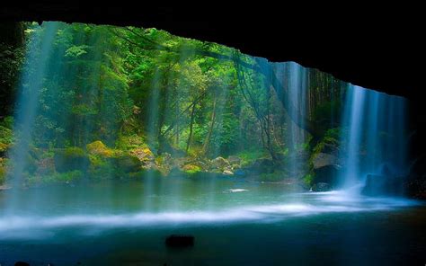 Hd Wallpaper Waterfall And Cave Landscape Beauty In Nature Scenics
