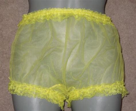 Frilly Sheer Yellow Ruffle Nylon Rhumba Sissy Chiffon Panties Med Ebay
