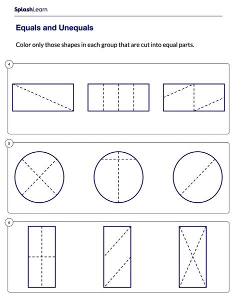 Equal Parts Worksheets For Grade 1 K5 Learning Circle The Equal Parts