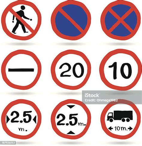 Doodle Traffic Signs Vector Icons Set Stock Illustration Download