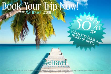 Travel Agency Book Cruise Trip Flight Discount Ad Poster